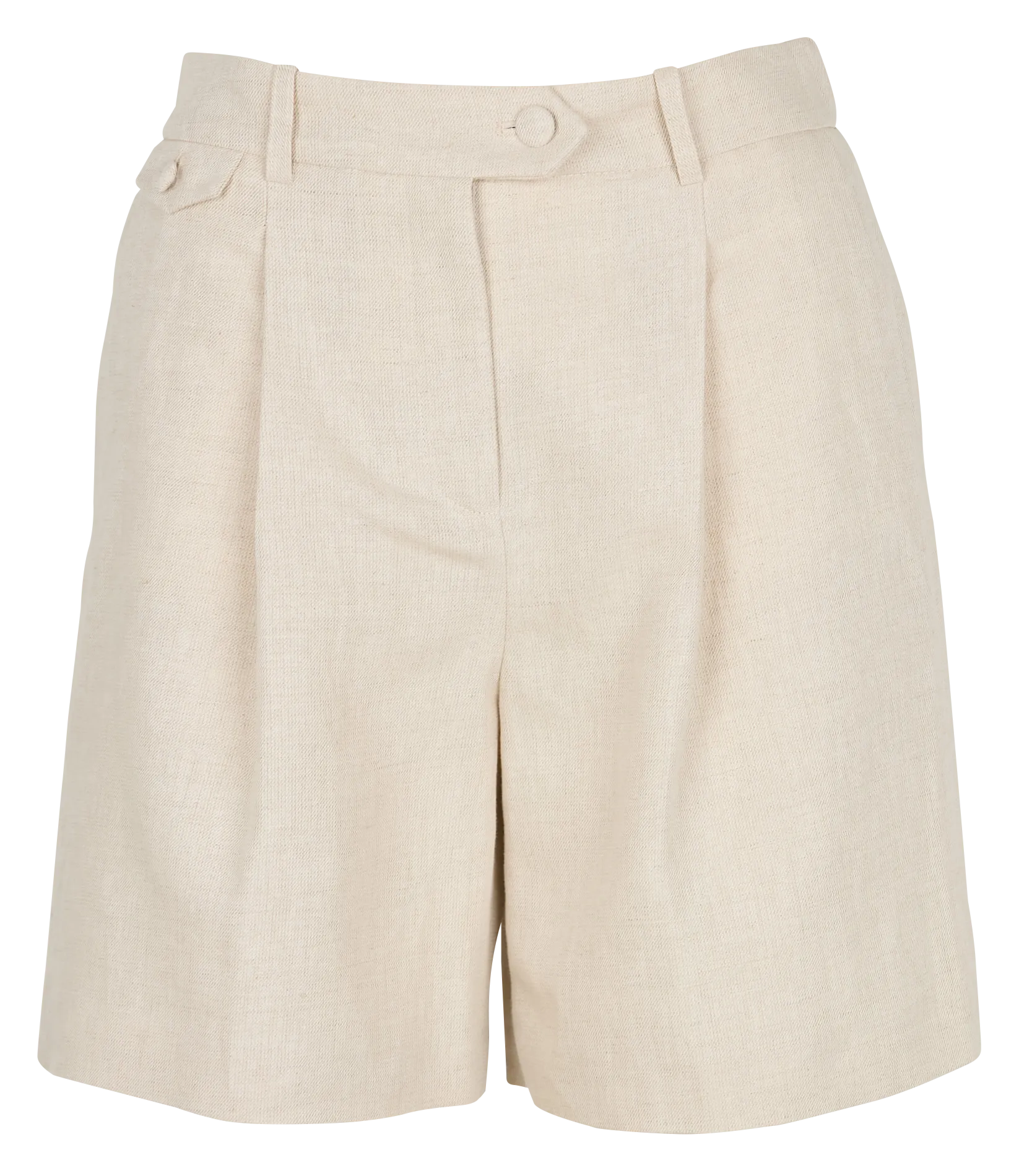 CAROLL SOLCANO  SHORT TALLE ALTA DE ALGODóN Y LINO MEZCLADOS EN BEIGE