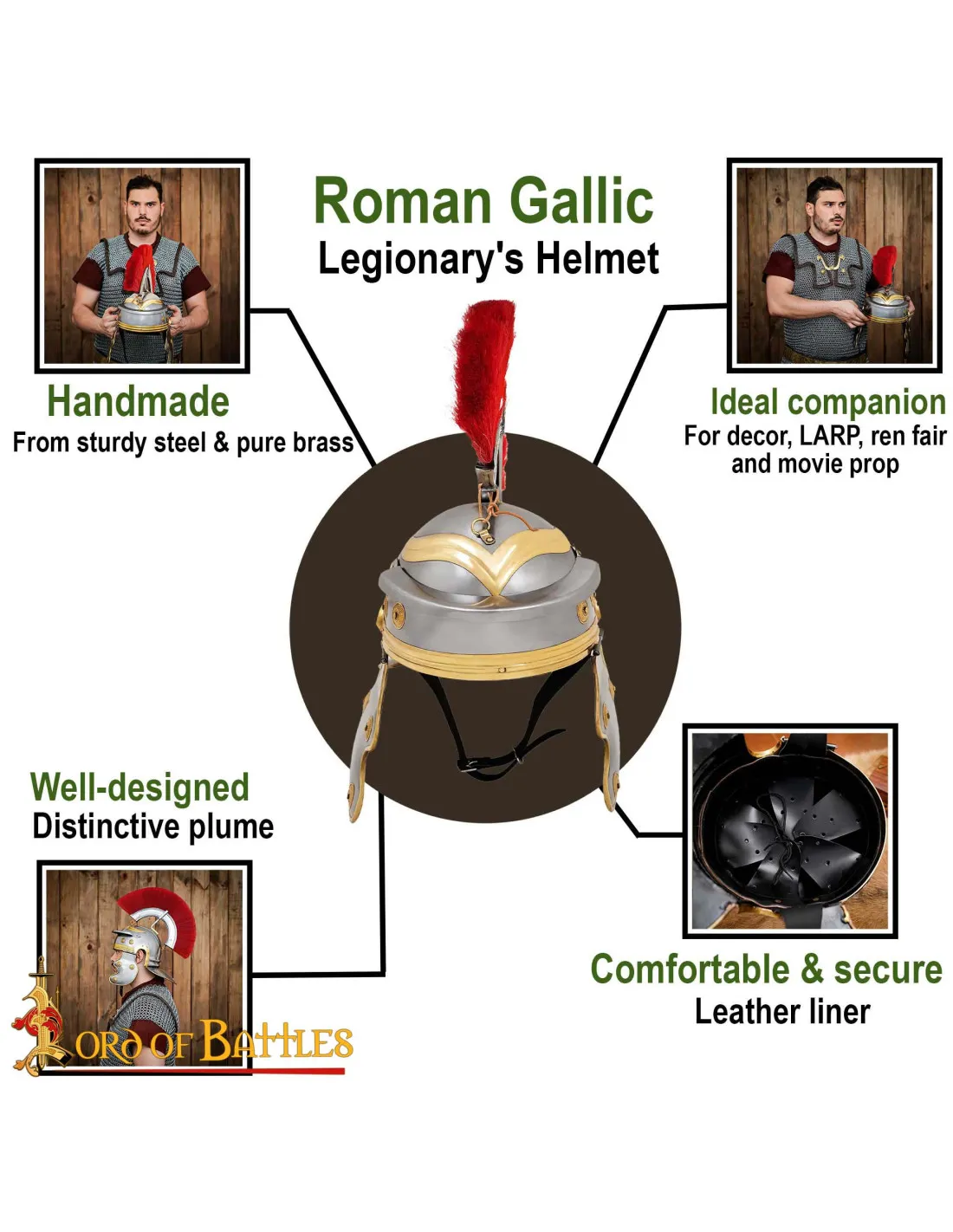 Casco centurión romano acero con penacho