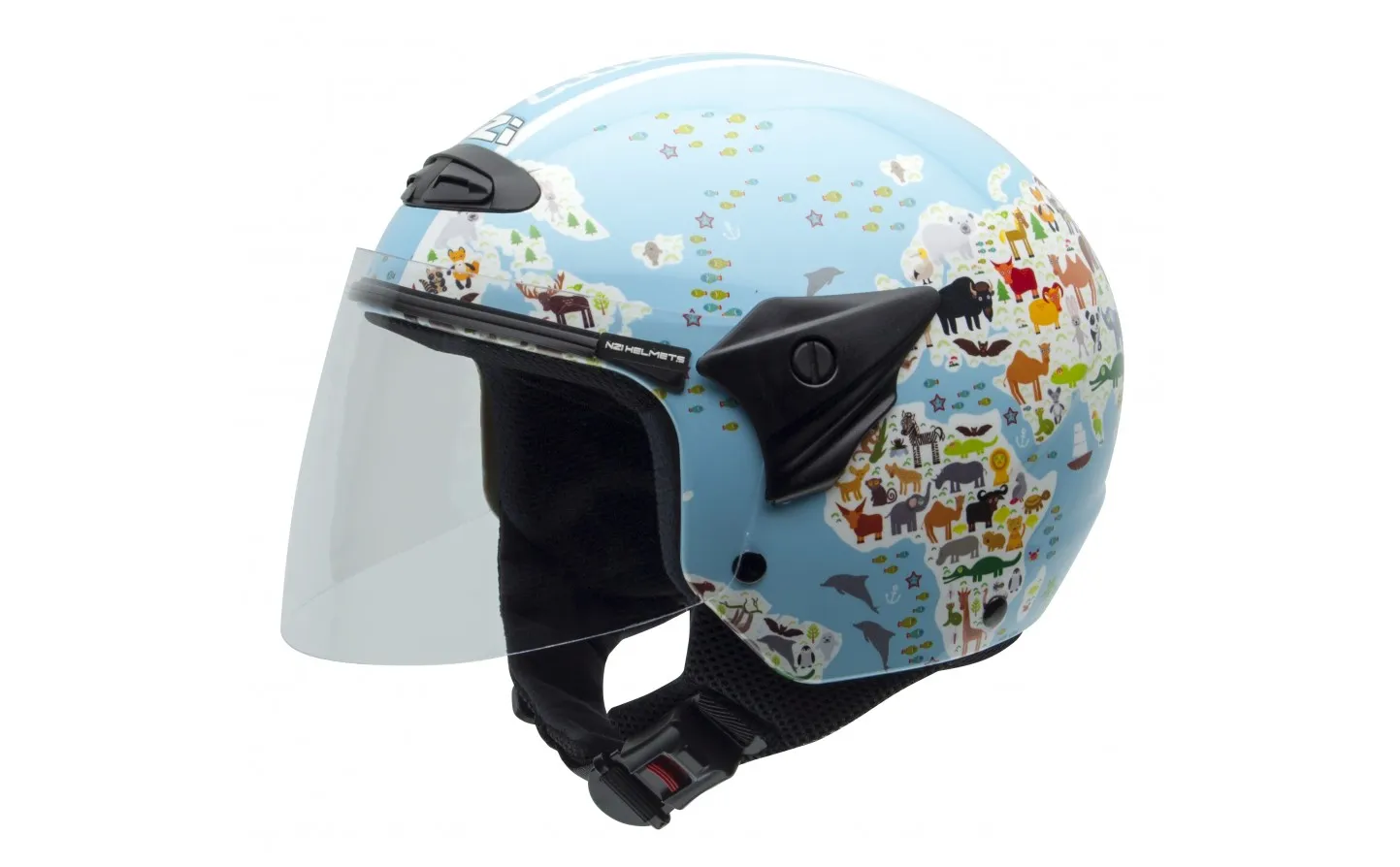 Casco NZI Helix Ii Jr Graphics Visor Mapamundi Brillo |050269A059|