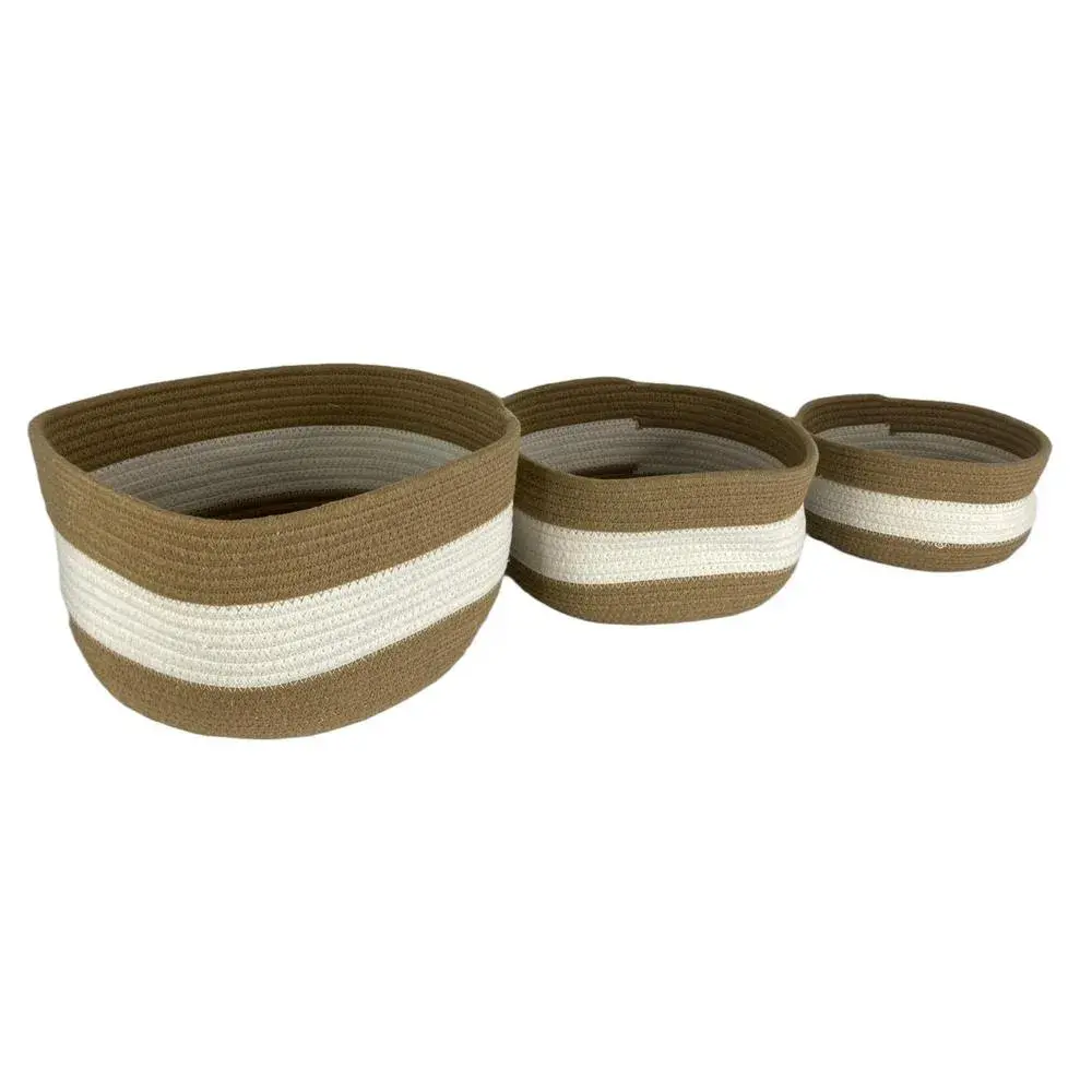 Cesta de soga marron con blanco