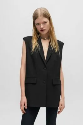 Chaleco largo regular fit con forro de logos