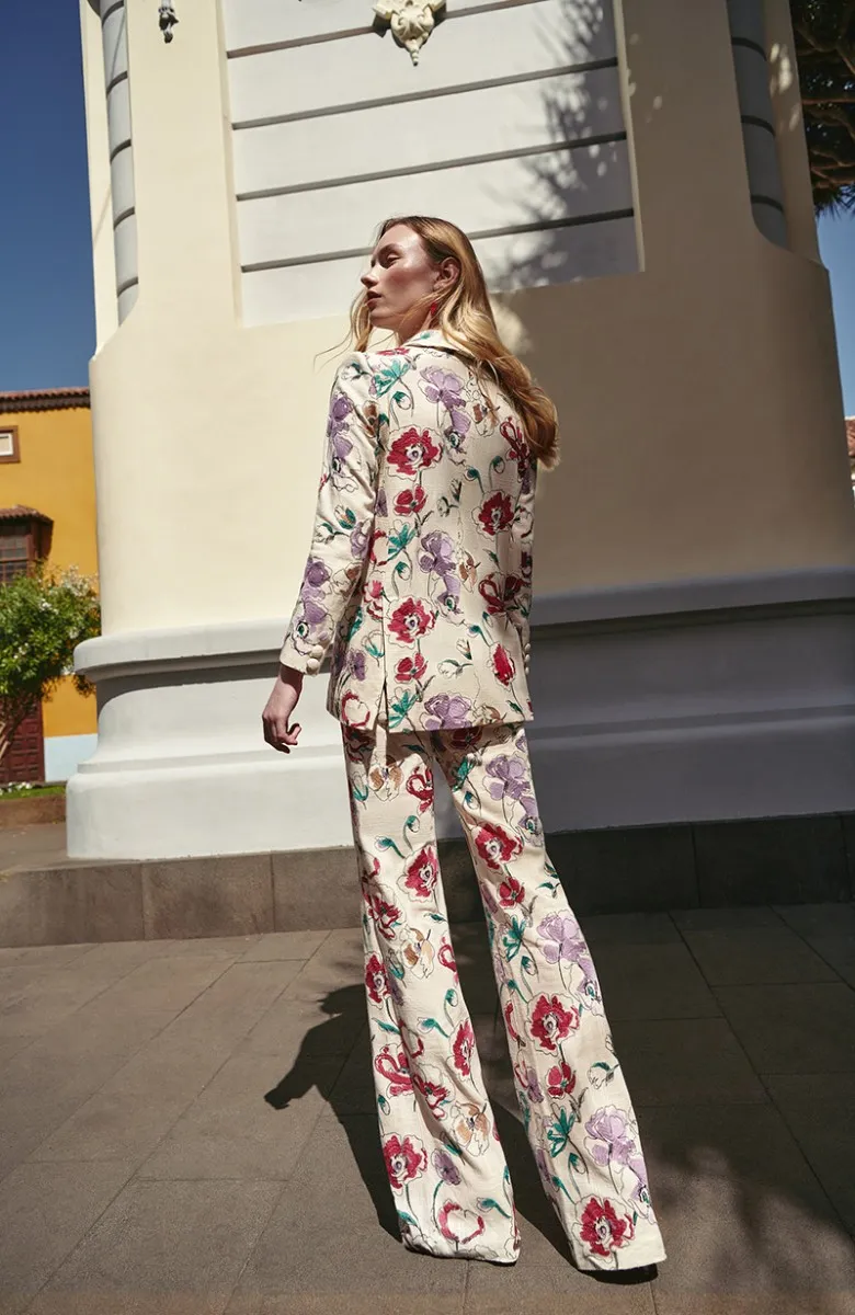 Chaqueta americana lino bordado flores El Jaral