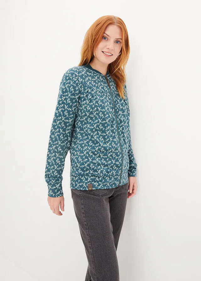 CHAQUETA DE CHáNDAL CON ESTAMPADO VERDE PIMIENTOVERDE GUIJARRO DE FLORES