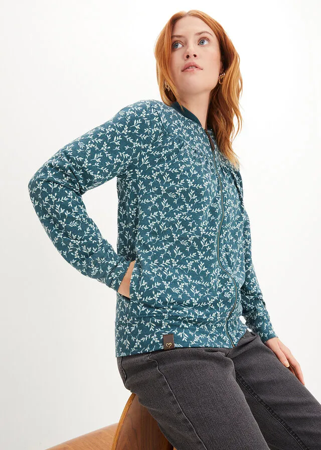 CHAQUETA DE CHáNDAL CON ESTAMPADO VERDE PIMIENTOVERDE GUIJARRO DE FLORES