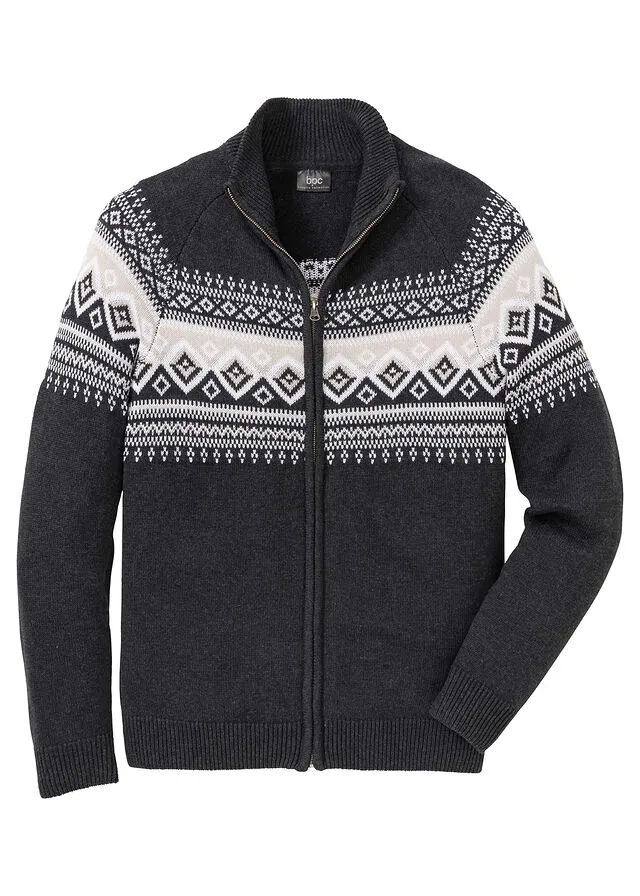 Chaqueta de punto con estampado invernal Gris oscuro jaspeado