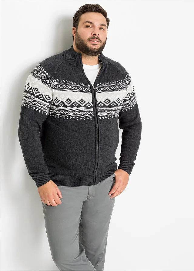 Chaqueta de punto con estampado invernal Gris oscuro jaspeado