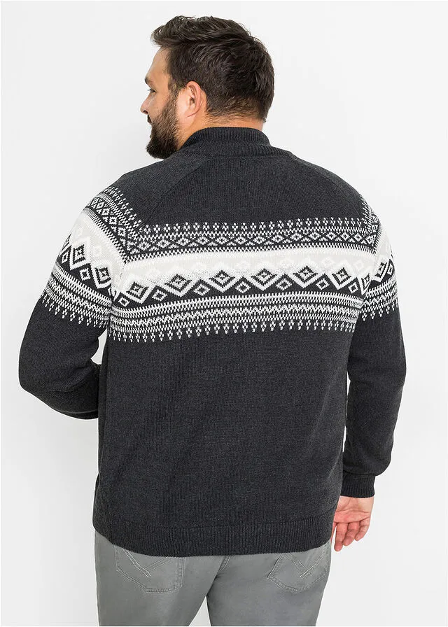 Chaqueta de punto con estampado invernal Gris oscuro jaspeado