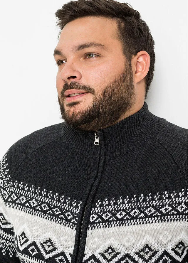 Chaqueta de punto con estampado invernal Gris oscuro jaspeado