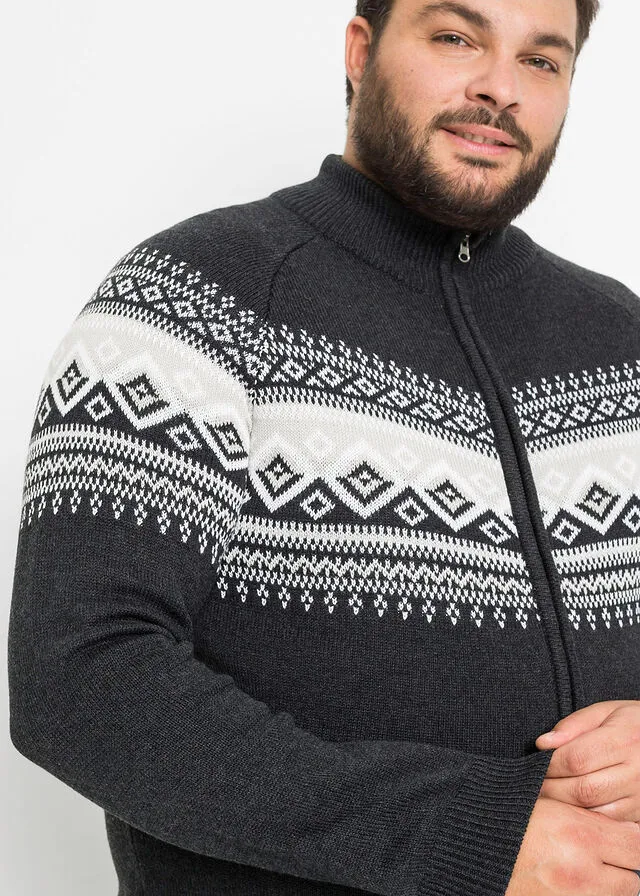 Chaqueta de punto con estampado invernal Gris oscuro jaspeado