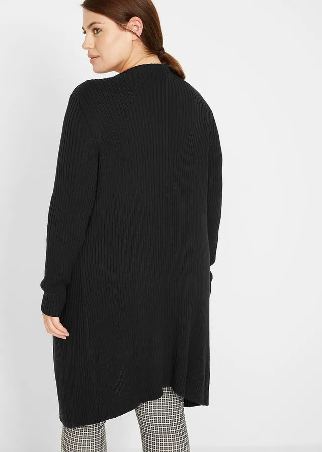 Chaqueta de punto larga Negro