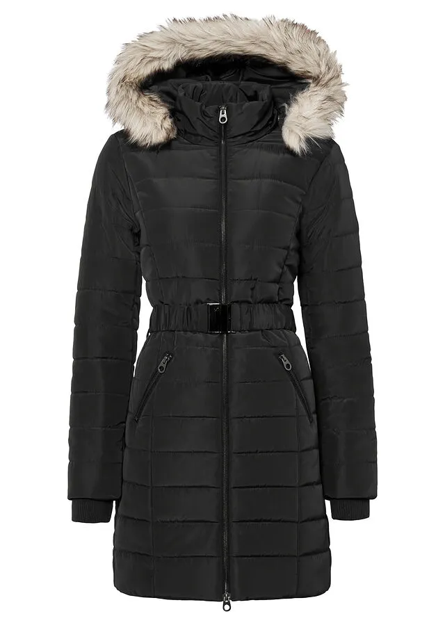 Chaqueta guateada con cinturón Negro