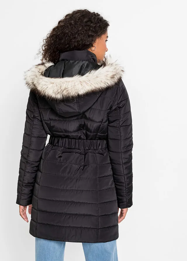 Chaqueta guateada con cinturón Negro