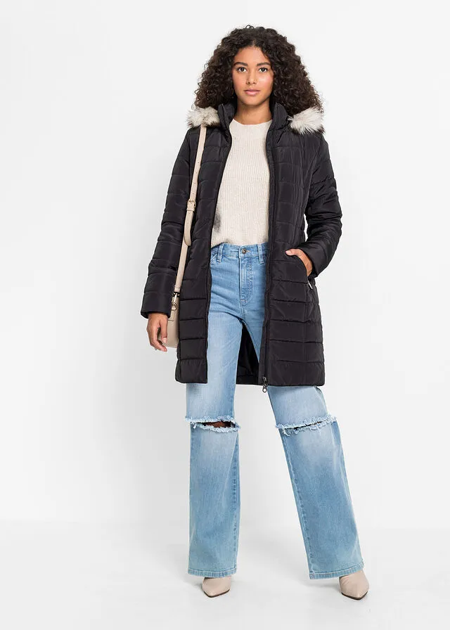 Chaqueta guateada con cinturón Negro