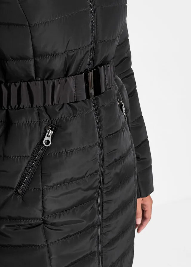 Chaqueta guateada con cinturón Negro