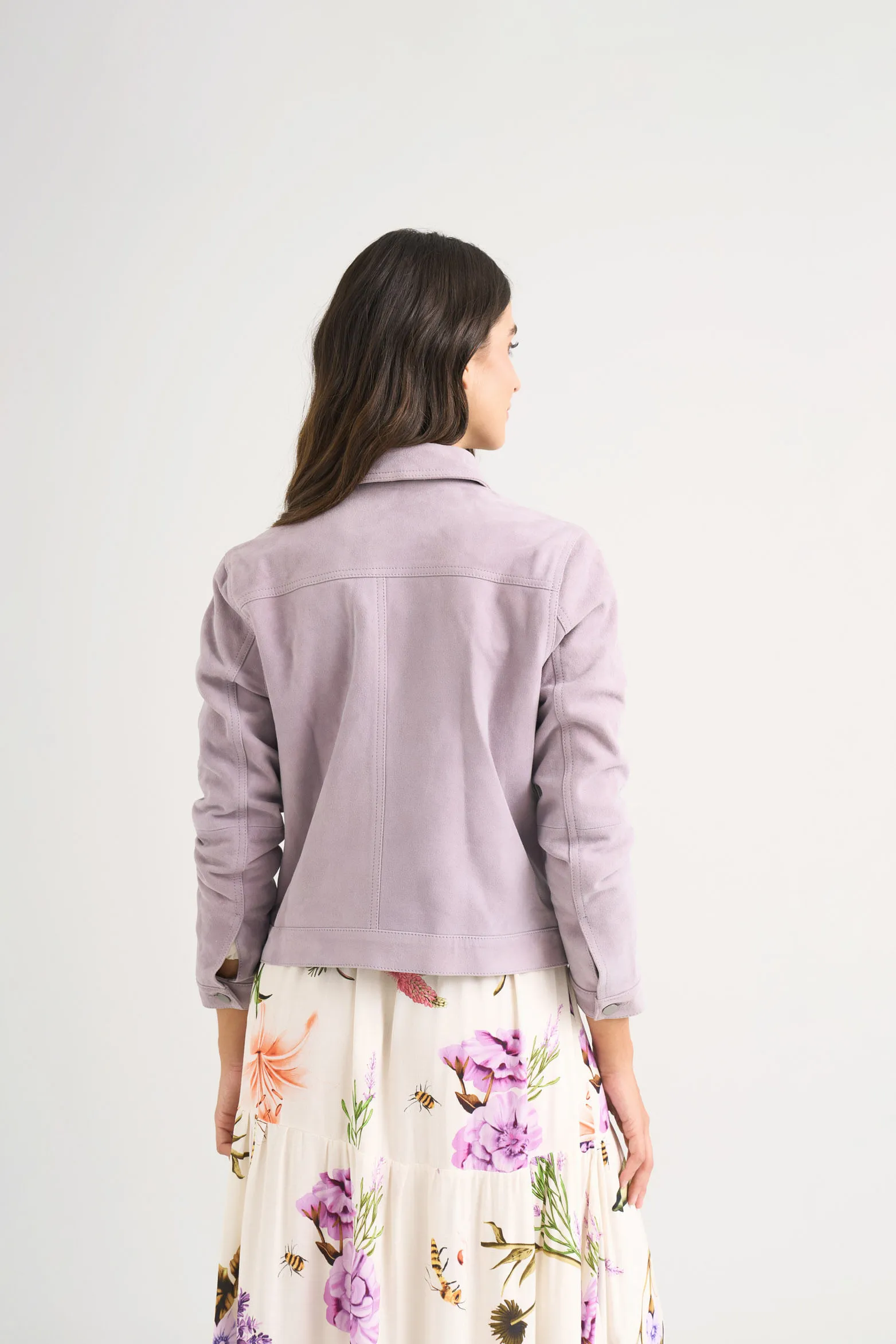 Chaqueta mercury tipo trucker para mujer en gamuza