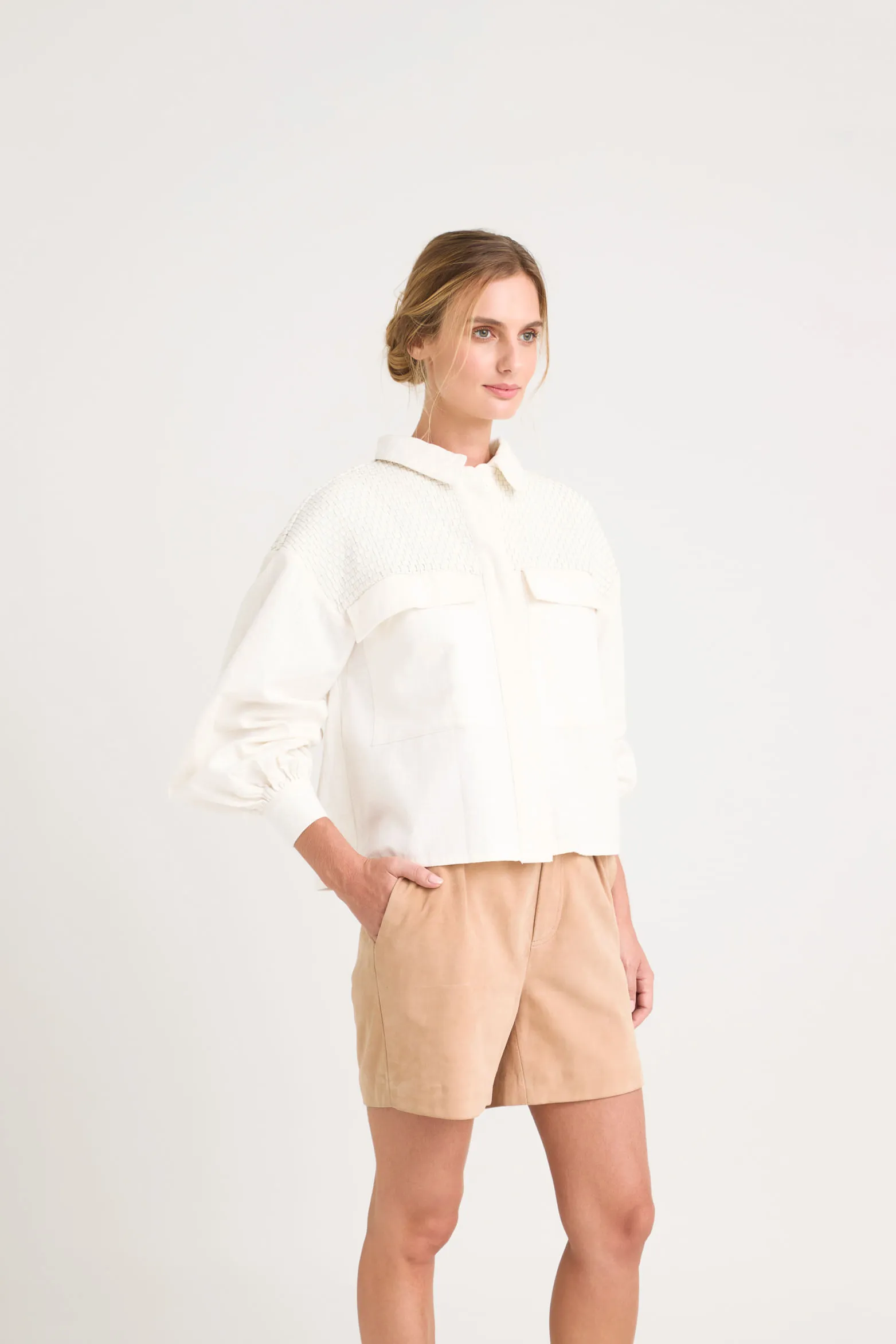 Chaqueta oversized iris en lino para mujer almilla tejida
