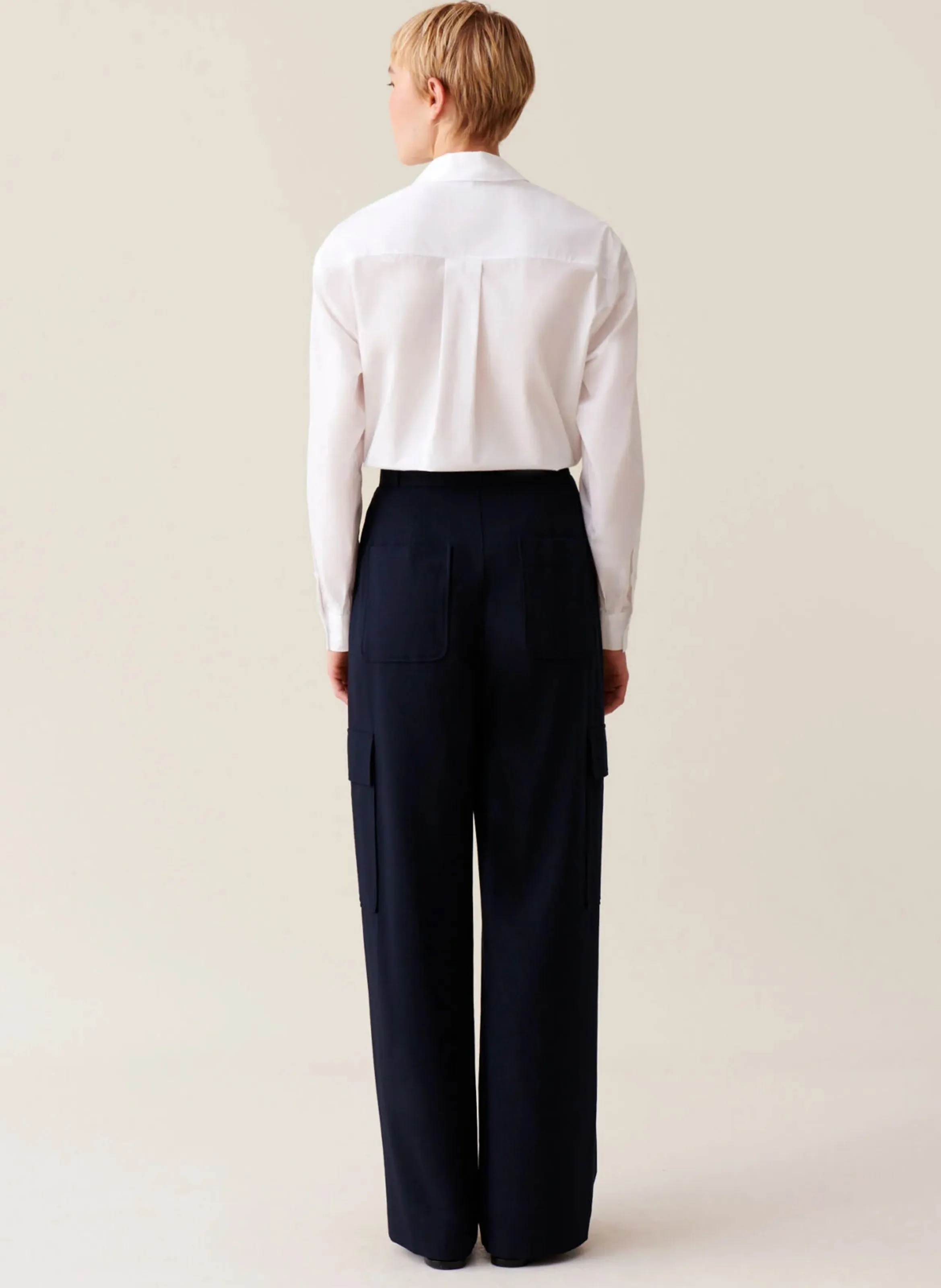 CLAUDIE PIERLOT Pantalón recto de talle alto en azul