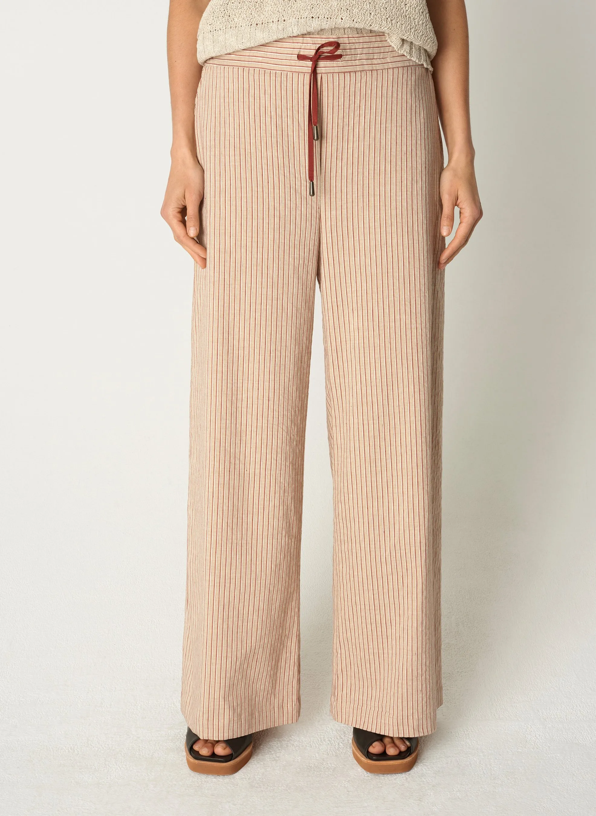 COTELAC Pantalón recto de mezcla de lino en marron