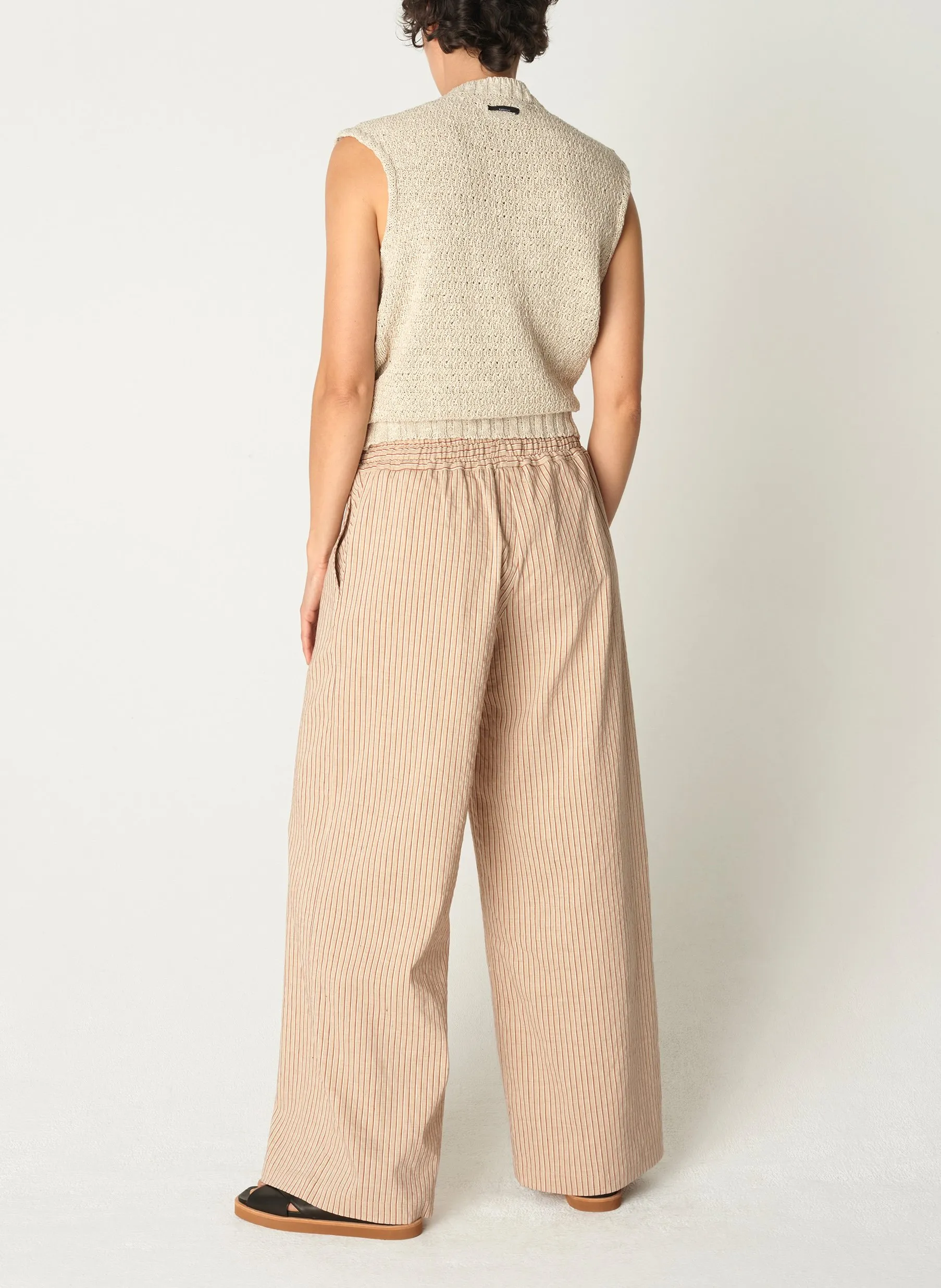 COTELAC Pantalón recto de mezcla de lino en marron