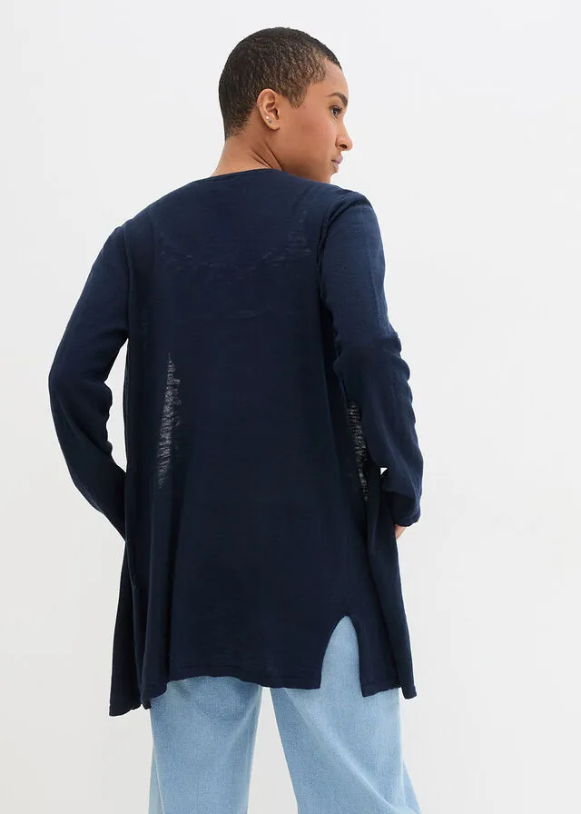 Cárdigan con aberturas Azul oscuro