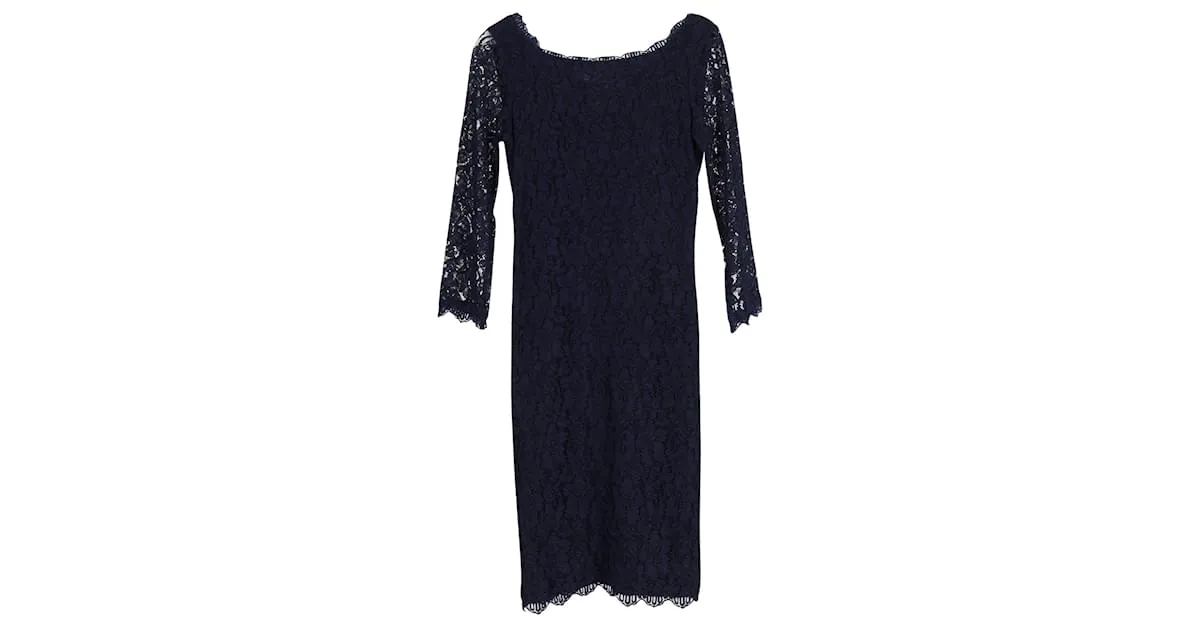 Diane von Furstenberg Minivestido de encaje Zarita en rayón azul marino 