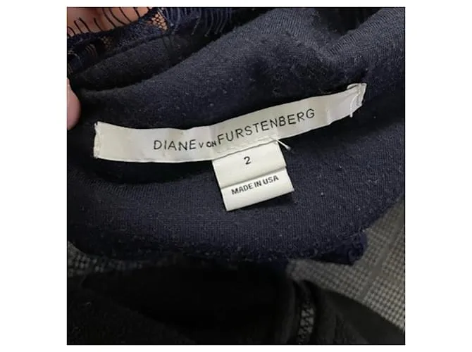 Diane von Furstenberg Minivestido de encaje Zarita en rayón azul marino 