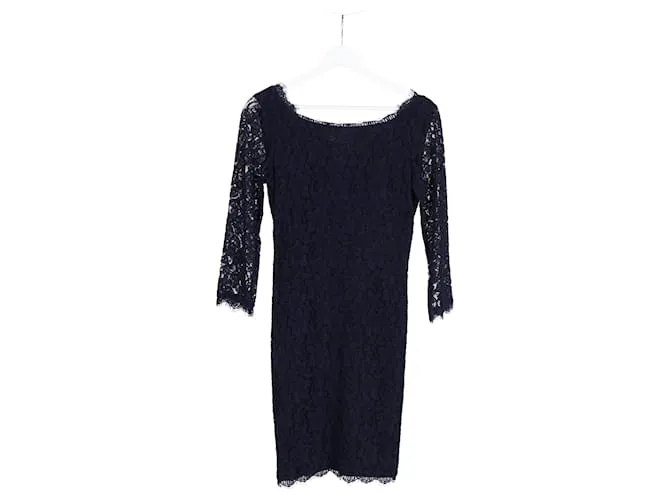 Diane von Furstenberg Minivestido de encaje Zarita en rayón azul marino 