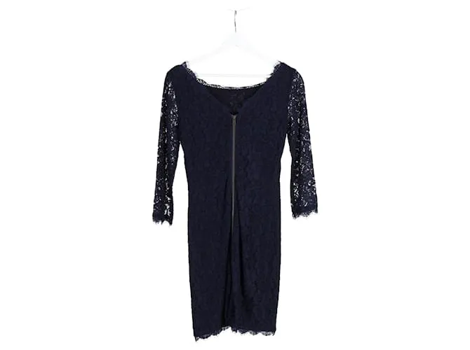 Diane von Furstenberg Minivestido de encaje Zarita en rayón azul marino 