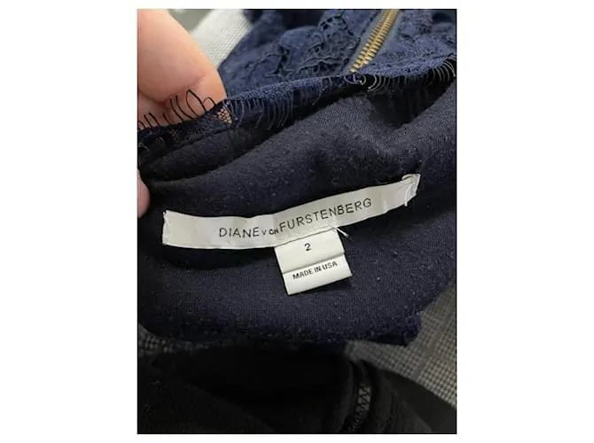 Diane von Furstenberg Minivestido de encaje Zarita en rayón azul marino 