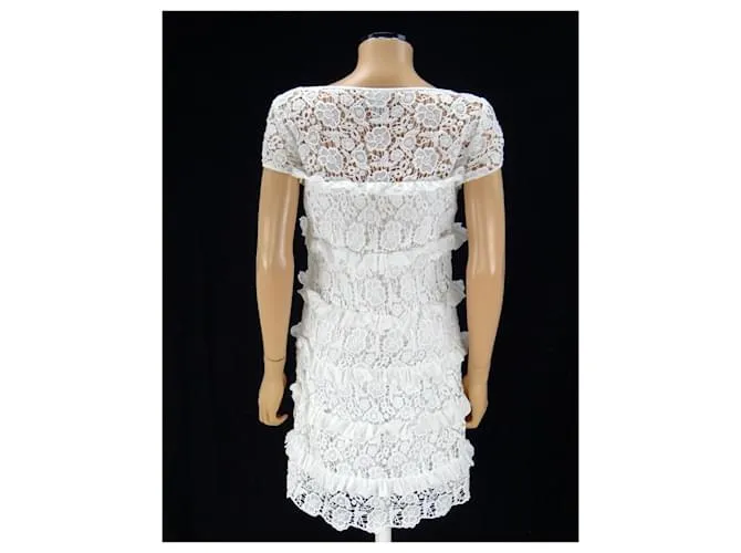 Diane Von Furstenberg Vestido de encaje de crochet DVF “Arcelia”. Blanco 