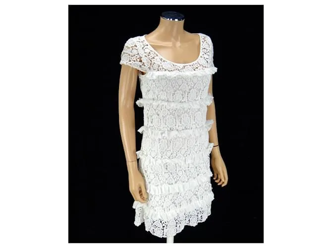 Diane Von Furstenberg Vestido de encaje de crochet DVF “Arcelia”. Blanco 