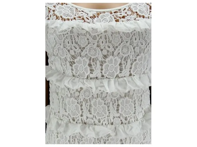 Diane Von Furstenberg Vestido de encaje de crochet DVF “Arcelia”. Blanco 