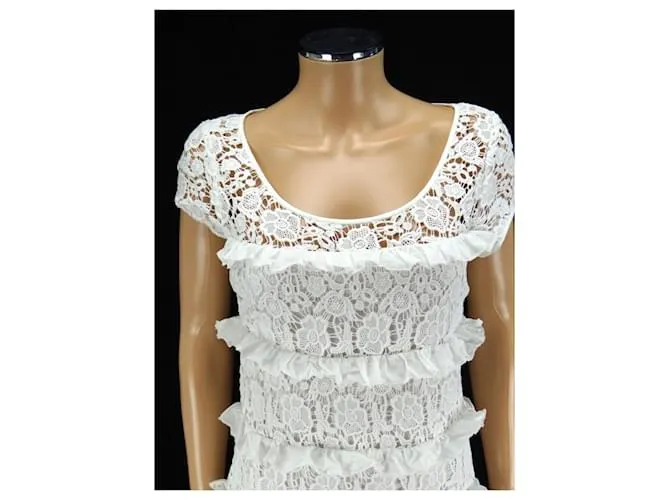 Diane Von Furstenberg Vestido de encaje de crochet DVF “Arcelia”. Blanco 