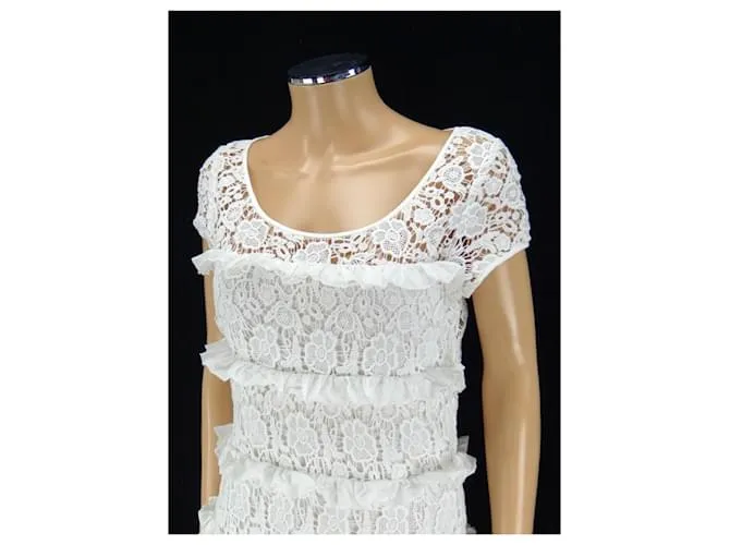Diane Von Furstenberg Vestido de encaje de crochet DVF “Arcelia”. Blanco 