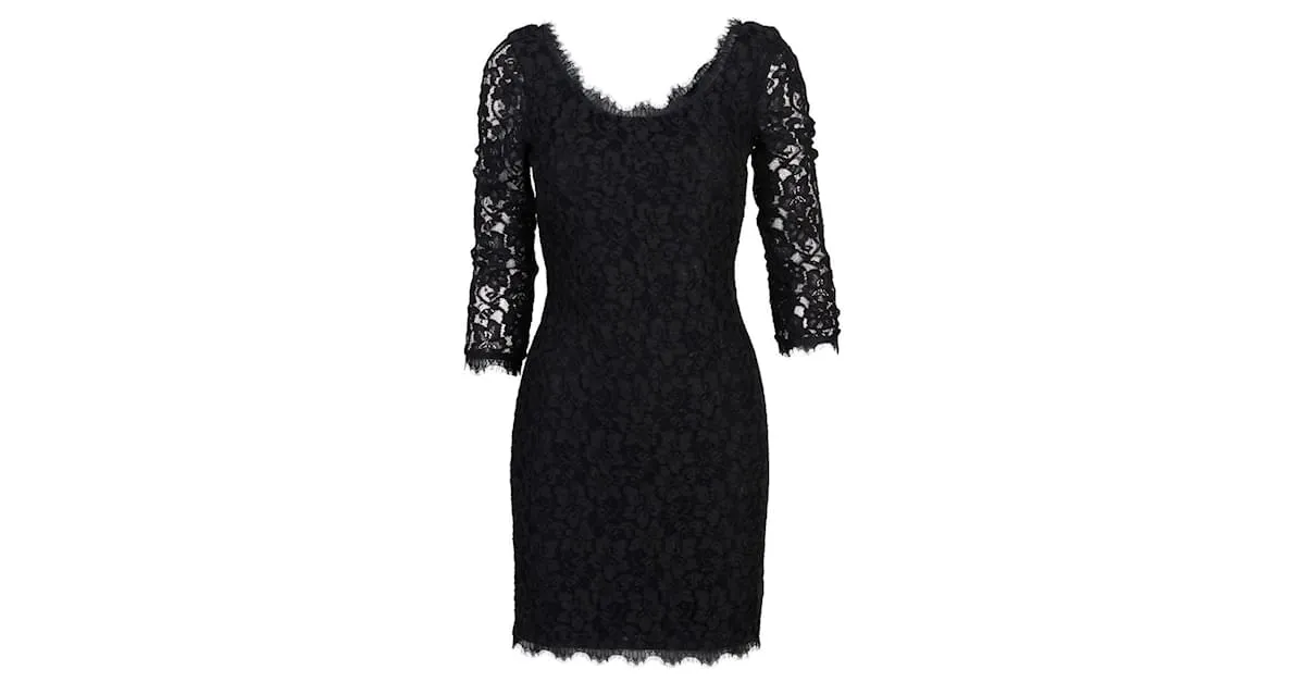 Diane Von Furstenberg Vestido encaje DvF Zarita negro 