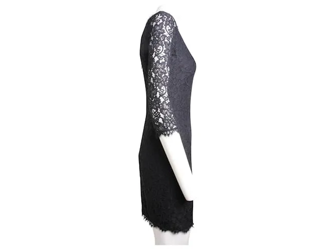 Diane Von Furstenberg Vestido encaje DvF Zarita negro 