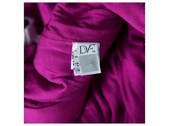 Diane Von Furstenberg Vestido fucsia con escote redondo de encaje Zarita de DvF 