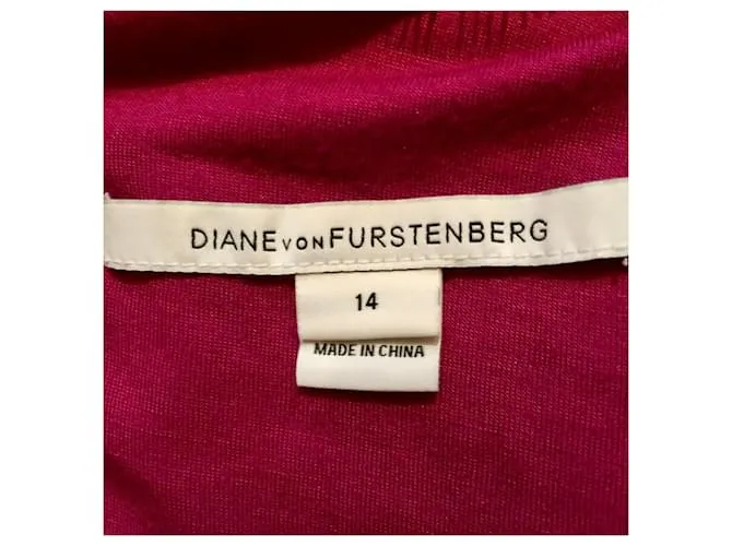 Diane Von Furstenberg Vestido fucsia con escote redondo de encaje Zarita de DvF 
