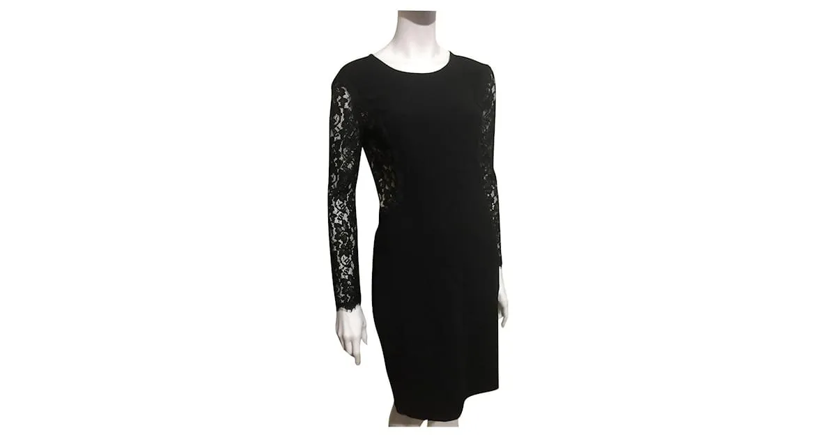 Diane Von Furstenberg Vestido ilusión de encaje de DvF India Negro 