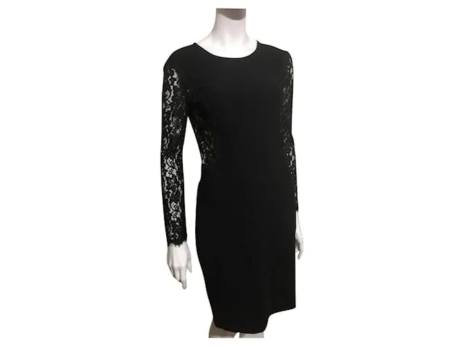 Diane Von Furstenberg Vestido ilusión de encaje de DvF India Negro 