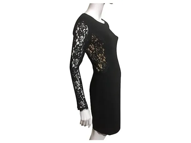 Diane Von Furstenberg Vestido ilusión de encaje de DvF India Negro 
