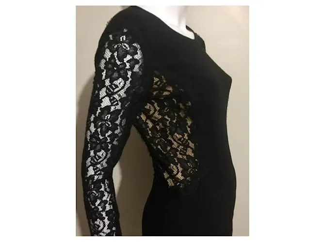 Diane Von Furstenberg Vestido ilusión de encaje de DvF India Negro 