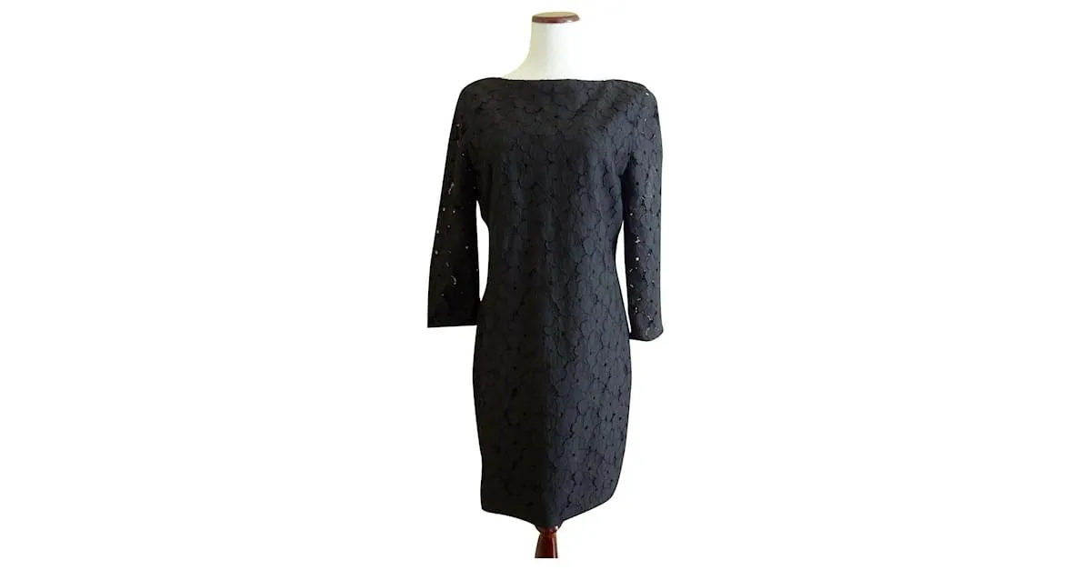 Diane Von Furstenberg Vestido negro de encaje floral Sarita de DvF 
