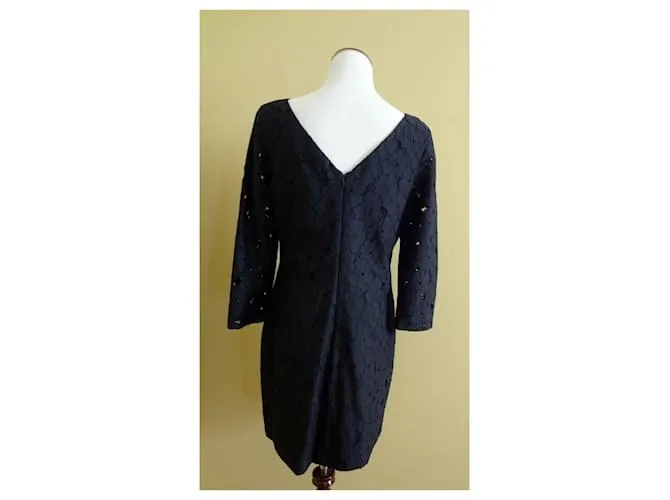 Diane Von Furstenberg Vestido negro de encaje floral Sarita de DvF 
