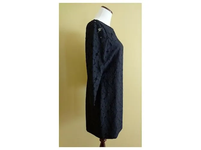 Diane Von Furstenberg Vestido negro de encaje floral Sarita de DvF 