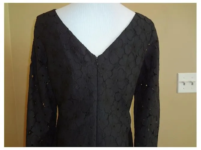 Diane Von Furstenberg Vestido negro de encaje floral Sarita de DvF 