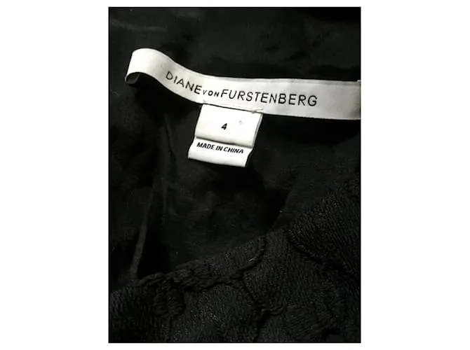 Diane Von Furstenberg Vestido negro de encaje floral Sarita de DvF 