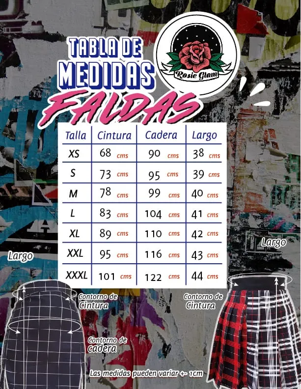 FALDA CUADROS ESPECIAL CON CADENA  ROSIEGLAM