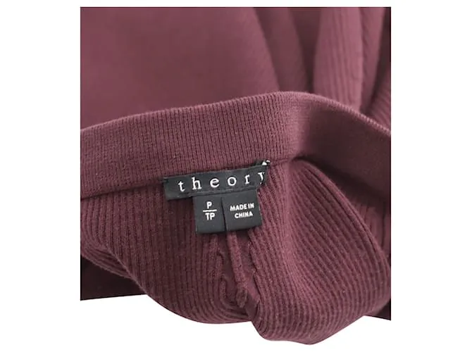 Falda evasé de talle alto Theory en viscosa burdeos Roja 