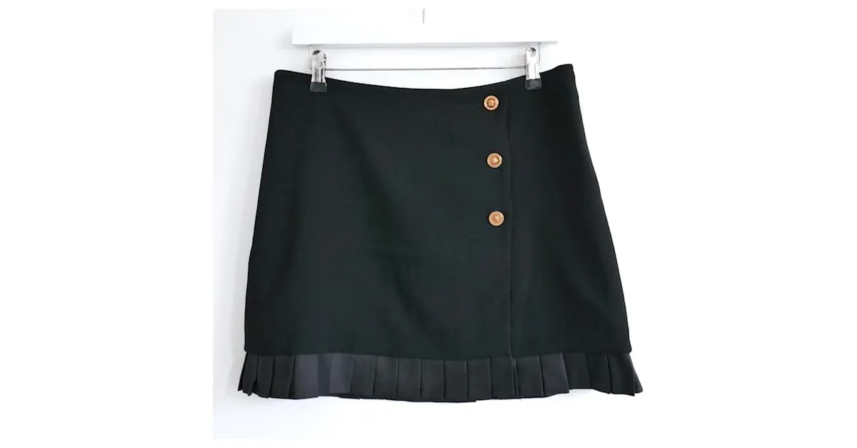 Falda mini con botones de Medusa de Versace Negro 